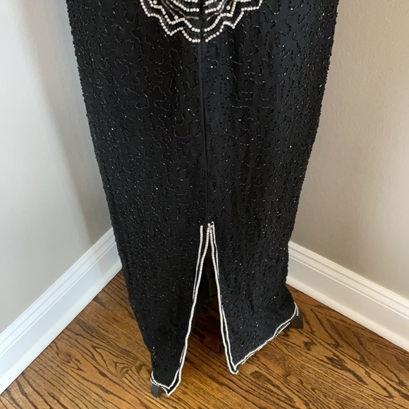 Laurence Kazar sequin pearl dress 100% silk maxi - Picture 9 of 12